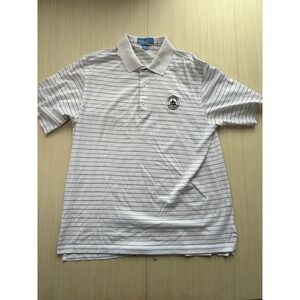 Fairway & Greene Pureformance Polo Shirt Mens L White Striped Cascades Homestead